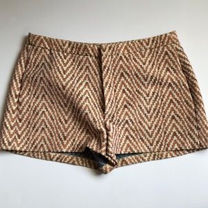 Women’s Zara Brown Ivory Brocade High Waist Shorts Size M